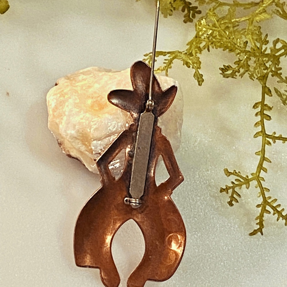 Navajo Vintage Bell Trading Post Copper Cowboy with Chaps Brooch/Pin RARE - Picture 7 of 9
